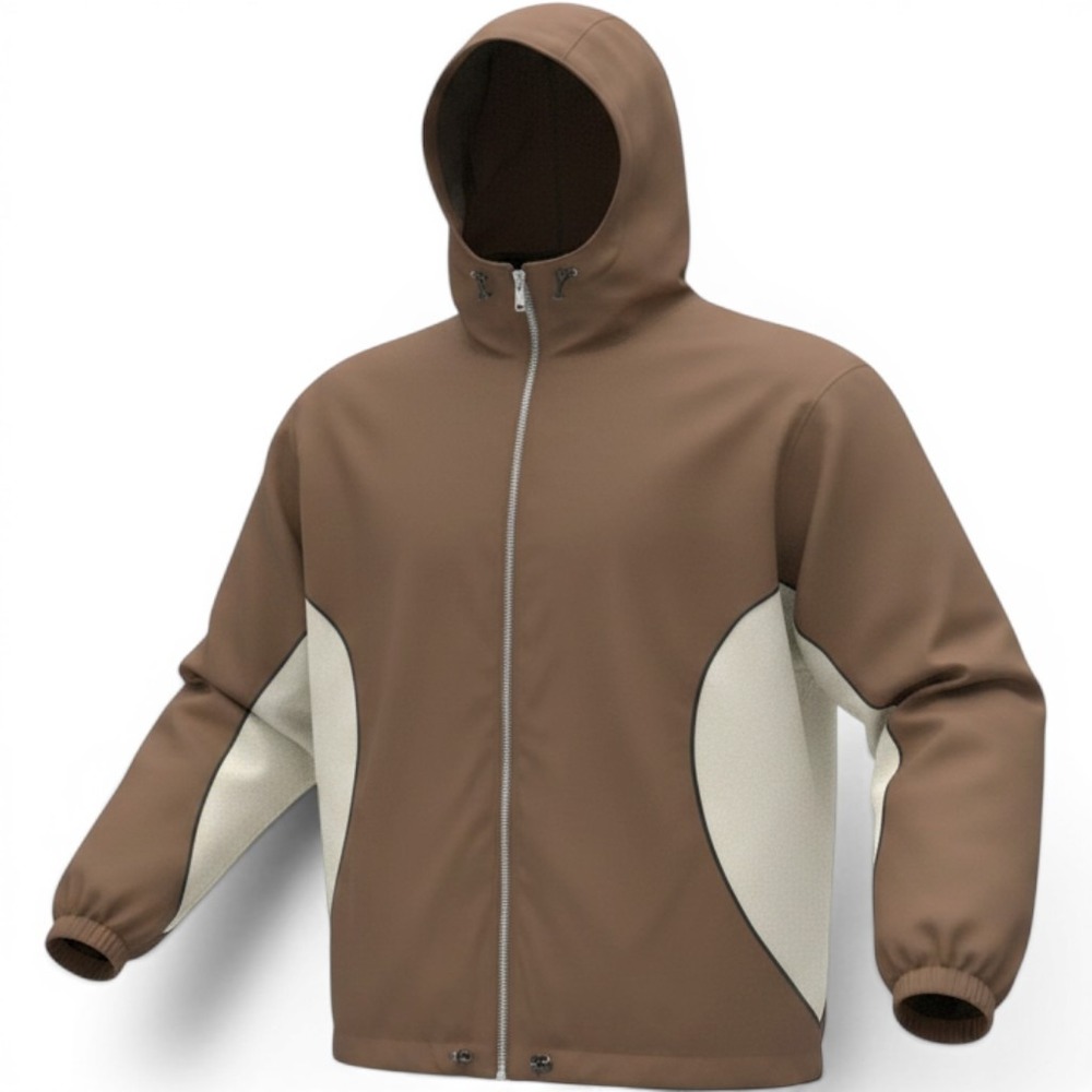 Urban Outfitters Windbreaker Mens M Brown Excellent Colorblock Hooded Zip Jacket
